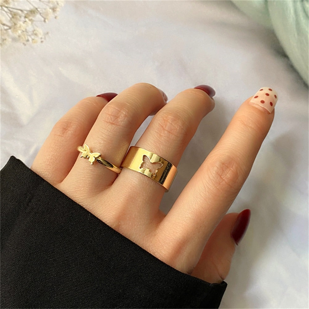 FNIO Bohemian Gold Chain Rings Set For Women Fashion Boho Coin Snake Moon Rings Party 2021 Trend Jewelry Gift