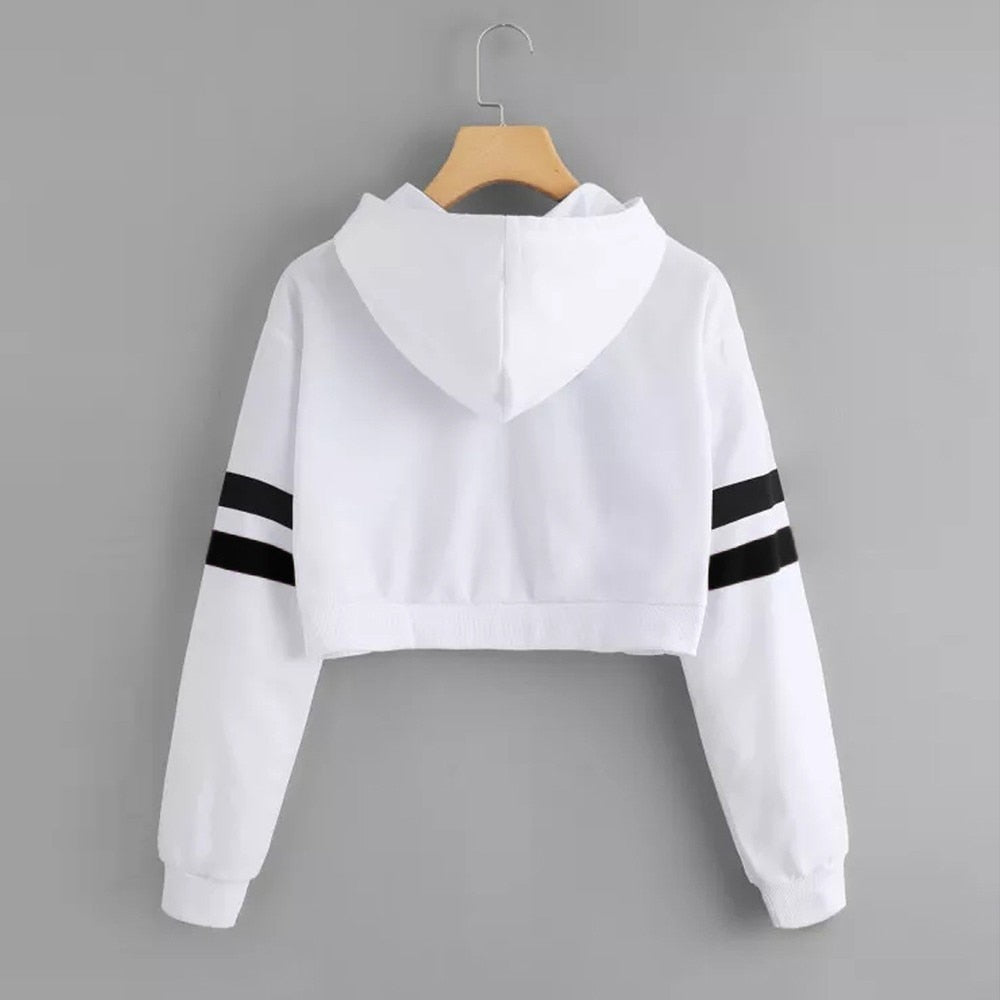 Women's Sweatshirt Solid Color Short Parallel Bars Hoodies Hooded Casual Solid Long Sleeve Hoodie Sweetshirt 2021 Худи Аним