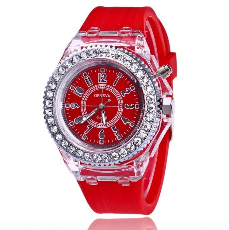 Hot Selling Fashion Promotion Geneva LED Light Men Quartz Watch Ladies Women Silicone Wristwatch Relogio Feminino Relojes