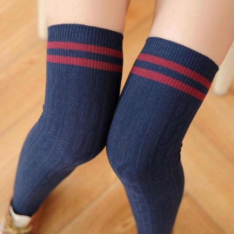 Women Socks Stockings Warm Thigh High Over The Knee Socks Long Cotton Lace Up Stockings Medias Sexy Stockings