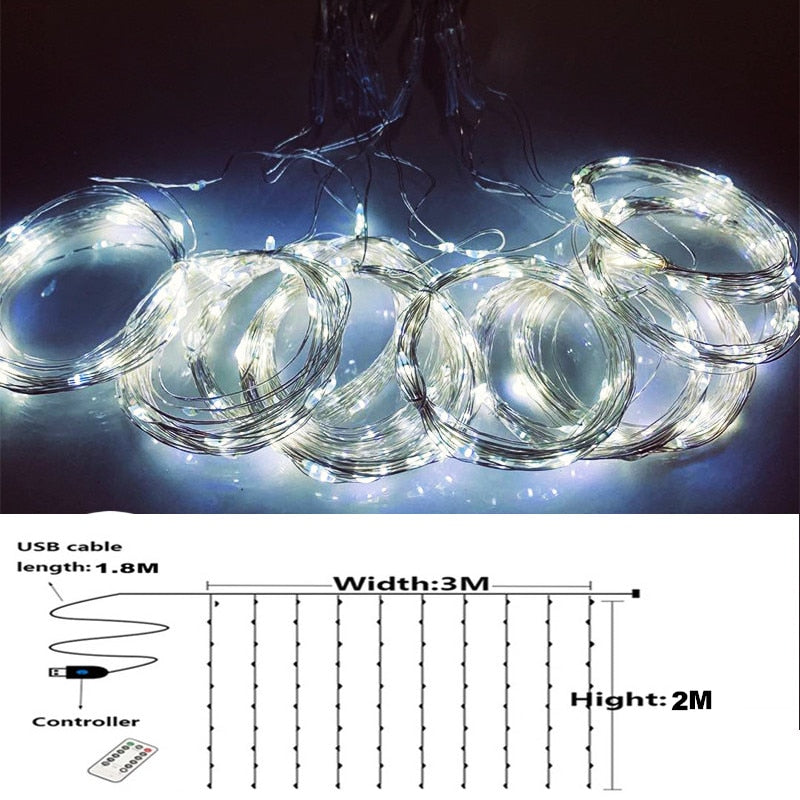 Christmas Decorations for Home 3m Curtain String Light Flash Fairy Garland Home Decor Navidad 2021 Xmas Decoration New Year 2022