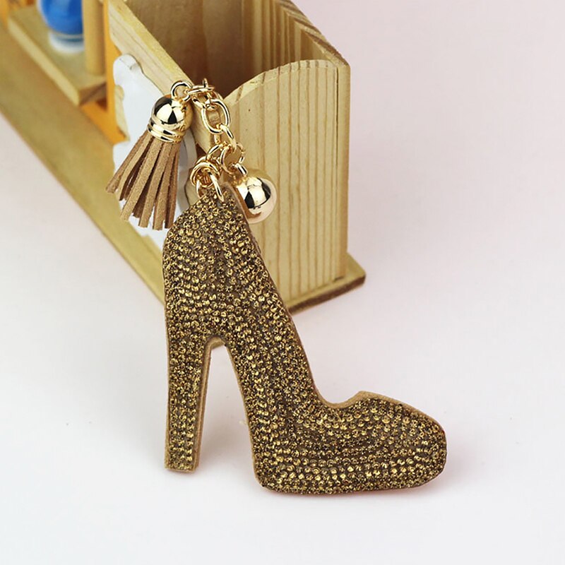 Crystal High Heel Shoes Keychain For Women Purse Pendant Car Keyring Holder Rhinestone Cute Key Chains Luxury Charm Bag Gifts