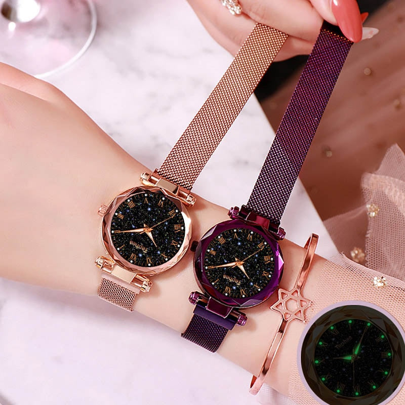 2021 Ladies Wrist Watch Starry Sky Magnetic Women Watch Luminous Luxury Waterproof Female Watch For relogio feminino Reloj Mujer