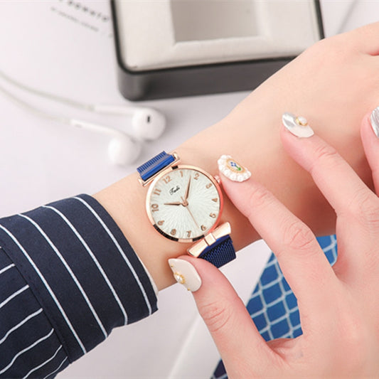 Luxury Women Watches 6pcs Set Elegant Female Wristwatches Magnetic Mesh Band Rose Woman Watch Bracelet montre femme reloj mujer