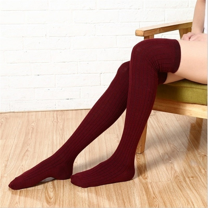 Women Socks Stockings Warm Thigh High Over The Knee Socks Long Cotton Lace Up Stockings Medias Sexy Stockings