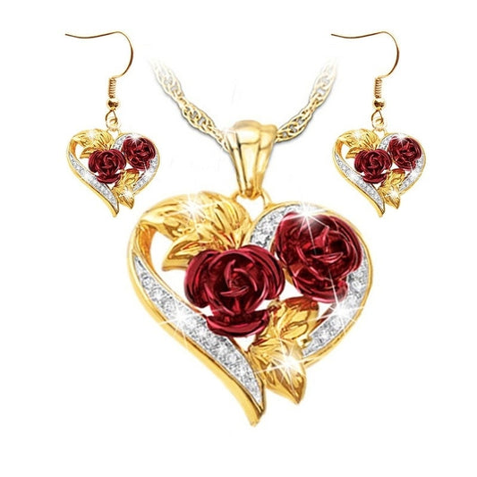 1 Piece /3 Pieces / Set of Fashion Women's Jewelry Rose Flower Valentine's Day Engagement Wedding Luxury Necklace Earrings Gift