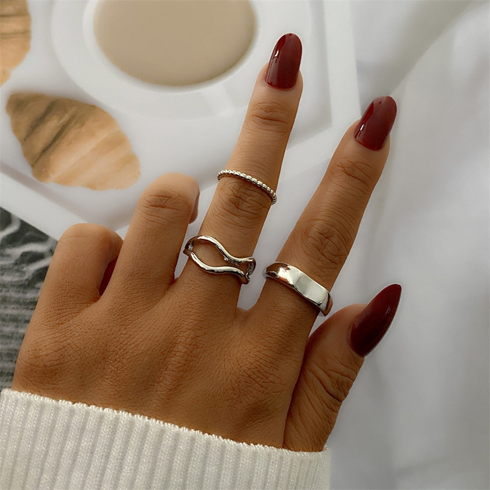 FNIO Bohemian Gold Chain Rings Set For Women Fashion Boho Coin Snake Moon Rings Party 2021 Trend Jewelry Gift