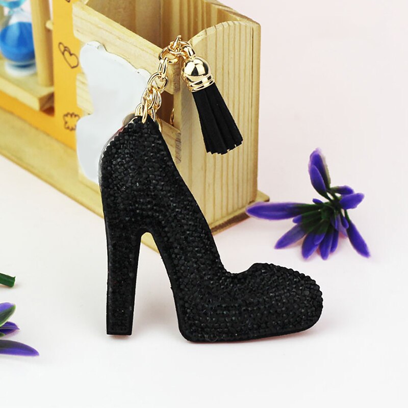 Crystal High Heel Shoes Keychain For Women Purse Pendant Car Keyring Holder Rhinestone Cute Key Chains Luxury Charm Bag Gifts