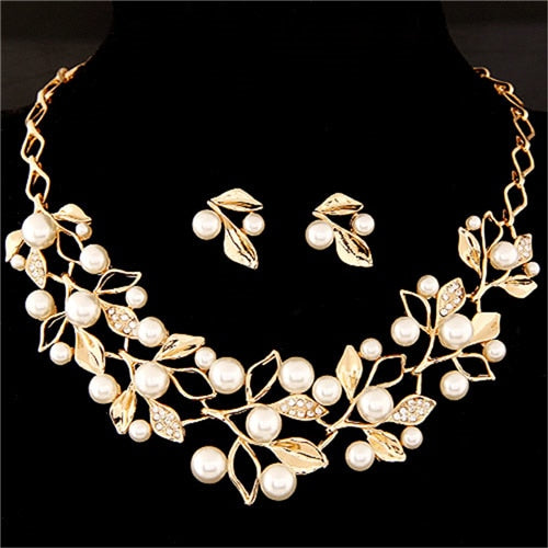 ZOSHI Fashion Pearl Jewelry Sets For Women African Beads Jewelry Set Gold Wedding Crystal Bridal Dubai Necklace Jewelery Costume