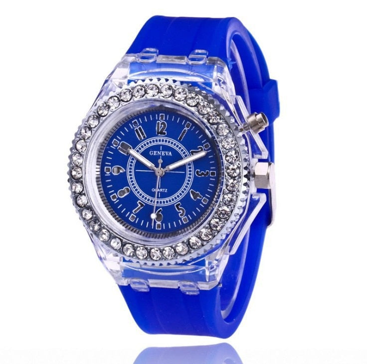 Hot Selling Fashion Promotion Geneva LED Light Men Quartz Watch Ladies Women Silicone Wristwatch Relogio Feminino Relojes