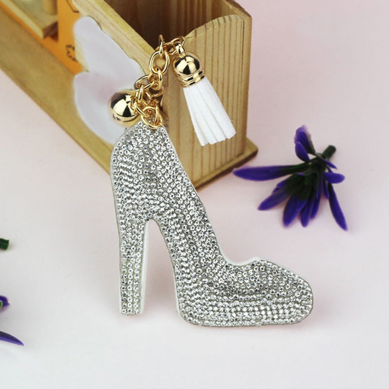 Crystal High Heel Shoes Keychain For Women Purse Pendant Car Keyring Holder Rhinestone Cute Key Chains Luxury Charm Bag Gifts