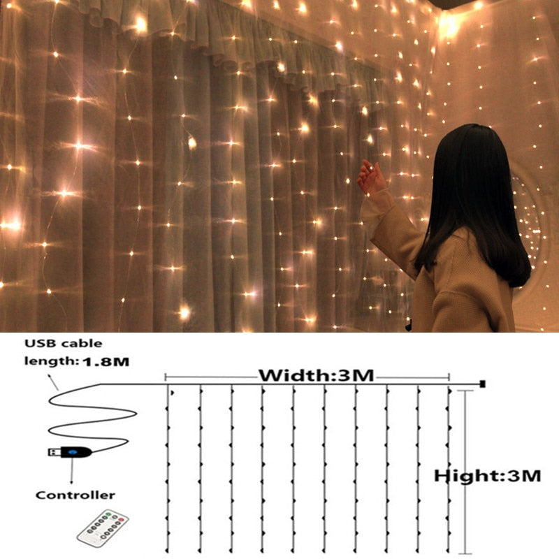 Christmas Decorations for Home 3m Curtain String Light Flash Fairy Garland Home Decor Navidad 2021 Xmas Decoration New Year 2022