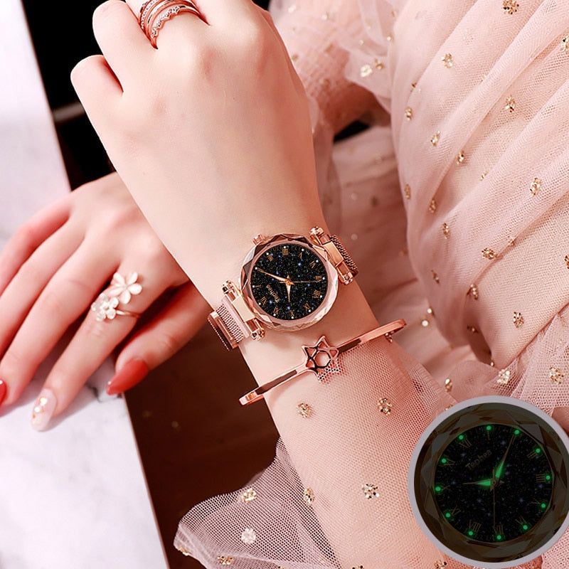 2021 Ladies Wrist Watch Starry Sky Magnetic Women Watch Luminous Luxury Waterproof Female Watch For relogio feminino Reloj Mujer