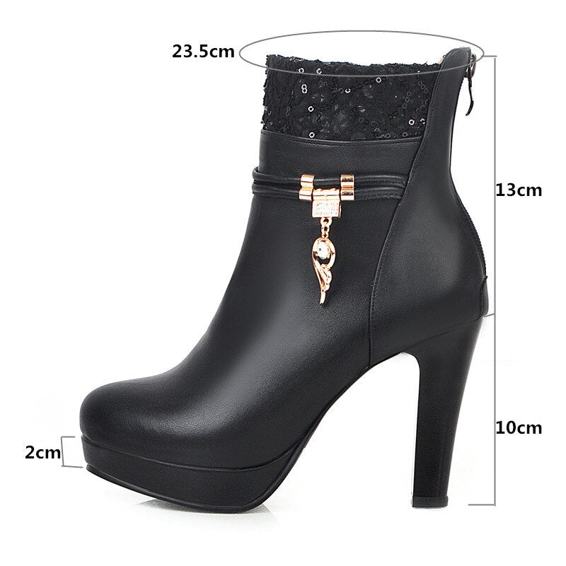 YMECHIC Fashion High Heels Woman Booties Lace Design Princess Platform Party Wedding Womens Shoes White Black Ankle Boots Winter