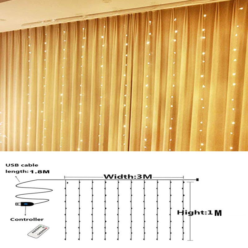 Christmas Decorations for Home 3m Curtain String Light Flash Fairy Garland Home Decor Navidad 2021 Xmas Decoration New Year 2022