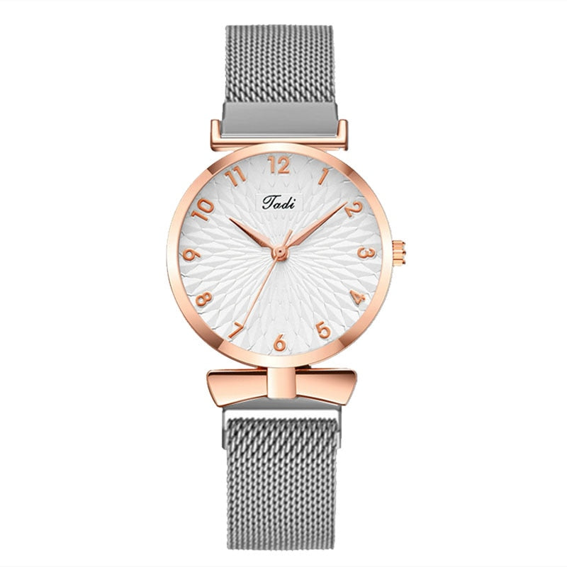 Luxury Women Watches 6pcs Set Elegant Female Wristwatches Magnetic Mesh Band Rose Woman Watch Bracelet montre femme reloj mujer