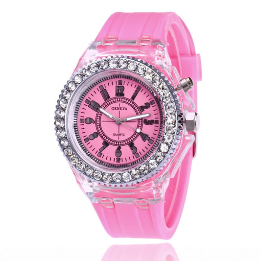 Hot Selling Fashion Promotion Geneva LED Light Men Quartz Watch Ladies Women Silicone Wristwatch Relogio Feminino Relojes