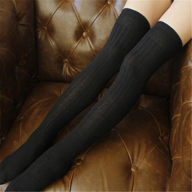 Women Socks Stockings Warm Thigh High Over The Knee Socks Long Cotton Lace Up Stockings Medias Sexy Stockings