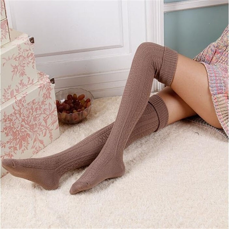 Women Socks Stockings Warm Thigh High Over The Knee Socks Long Cotton Lace Up Stockings Medias Sexy Stockings