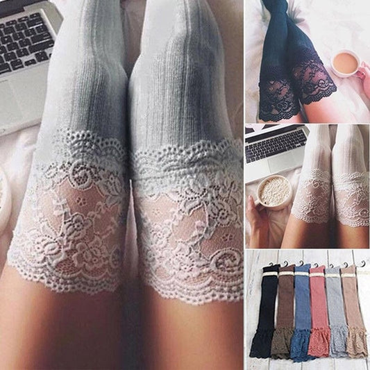 Women Socks Stockings Warm Thigh High Over The Knee Socks Long Cotton Lace Up Stockings Medias Sexy Stockings