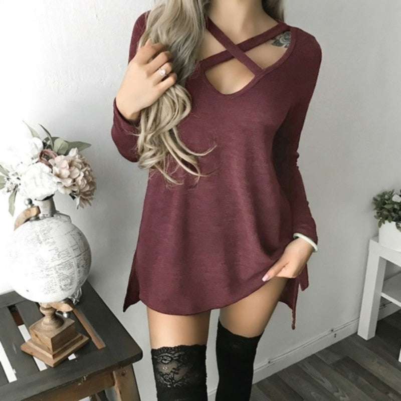 Hot SaleNew  S-2XL Sexy Hollow Out Chest Peplum Dress Women Lades Cutout Bandage Tunic Club Dress