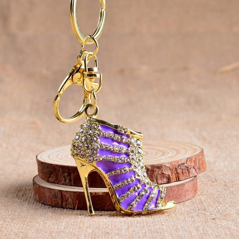 Crystal High Heel Shoes Keychain For Women Purse Pendant Car Keyring Holder Rhinestone Cute Key Chains Luxury Charm Bag Gifts