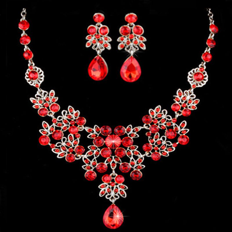 Wedding Bridal Formal Party Prom Jewelry Crystal Rhinestone Necklace Earring Set