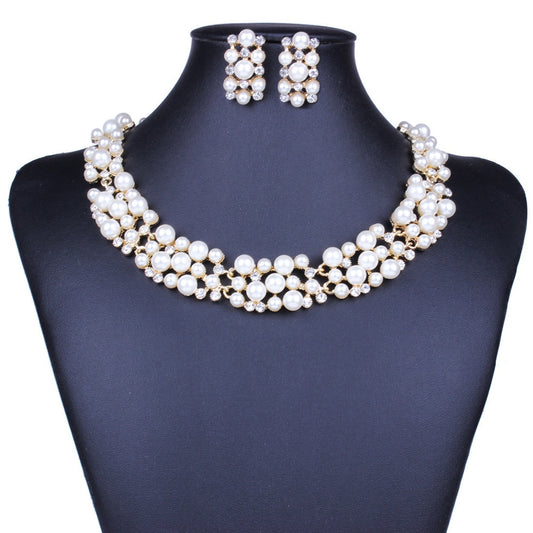 ZOSHI Fashion Pearl Jewelry Sets For Women African Beads Jewelry Set Gold Wedding Crystal Bridal Dubai Necklace Jewelery Costume