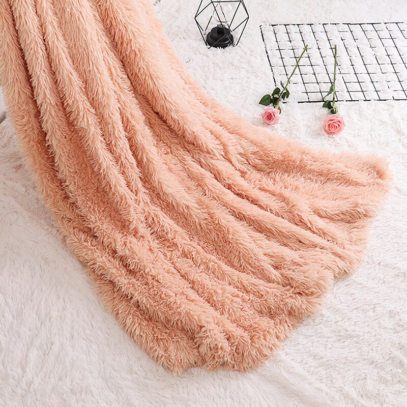 Bed Sofa Blanket Gift Super Soft Long Shaggy Fuzzy Fur Faux Fur Warm Elegant Cozy With Fluffy Sherpa Throw Blanket