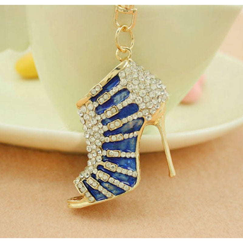 Crystal High Heel Shoes Keychain For Women Purse Pendant Car Keyring Holder Rhinestone Cute Key Chains Luxury Charm Bag Gifts