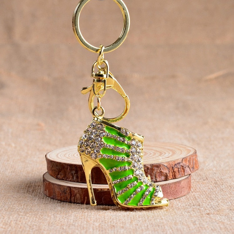 Crystal High Heel Shoes Keychain For Women Purse Pendant Car Keyring Holder Rhinestone Cute Key Chains Luxury Charm Bag Gifts