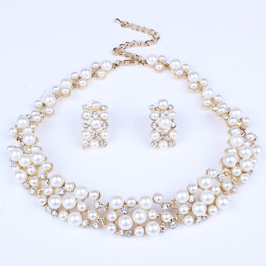 ZOSHI Fashion Pearl Jewelry Sets For Women African Beads Jewelry Set Gold Wedding Crystal Bridal Dubai Necklace Jewelery Costume