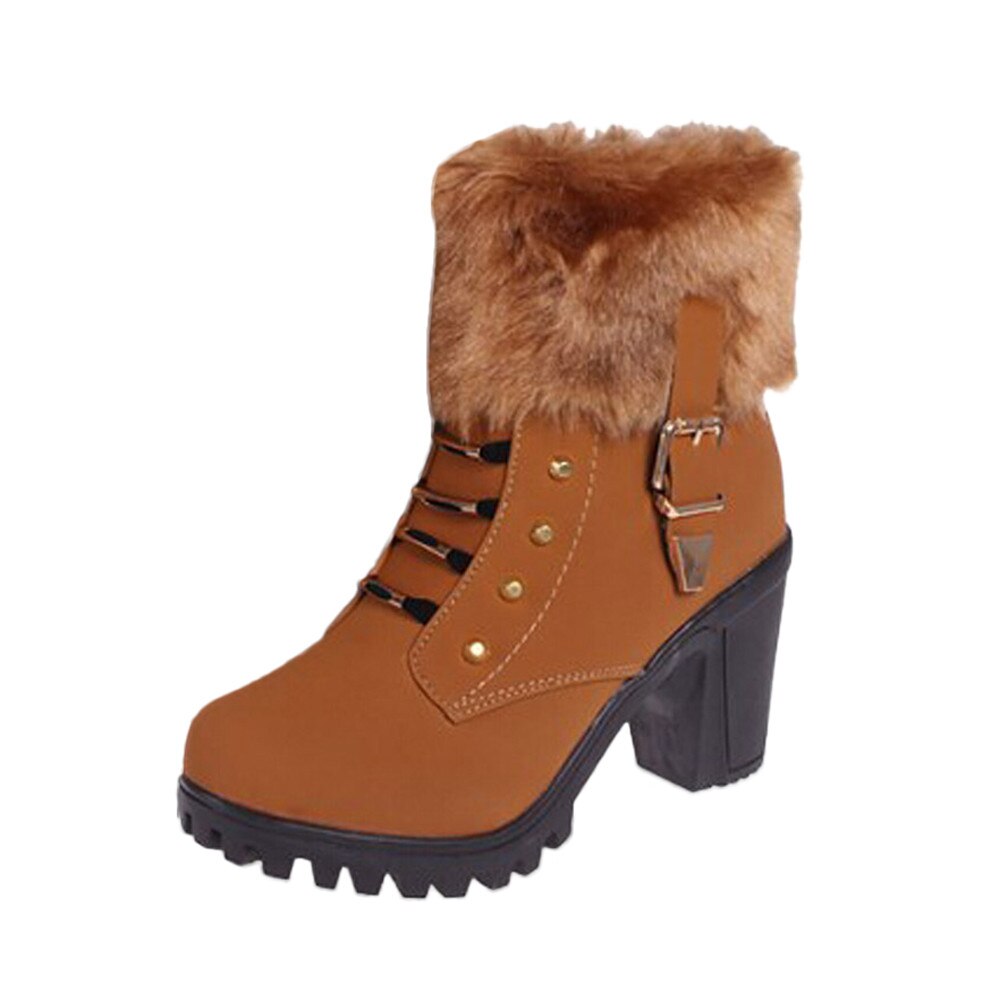 Hot Autumn Women Ankle Boots Female High Heel Shoes Flock Fashion Zipper Chunky Heels Short Botas For Ladies Casual Footwear