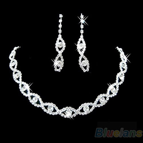 Sumptuous Bridal Wedding Prom Jewelry Crystal Rhinestone Diamante Necklace & Earring Set