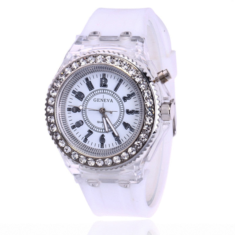 Hot Selling Fashion Promotion Geneva LED Light Men Quartz Watch Ladies Women Silicone Wristwatch Relogio Feminino Relojes