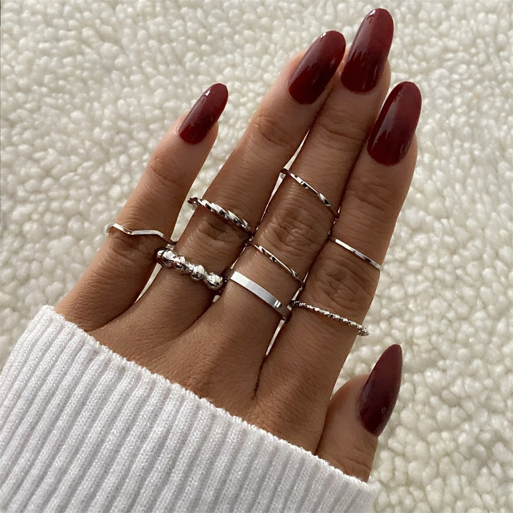 FNIO Bohemian Gold Chain Rings Set For Women Fashion Boho Coin Snake Moon Rings Party 2021 Trend Jewelry Gift