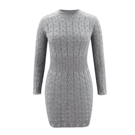 Elegant Solid Color Knitted Mini Dress Women Autumn Winter Long Sleeve Warm Sweater Dress Slim Party Pencil Dresses Vestidos