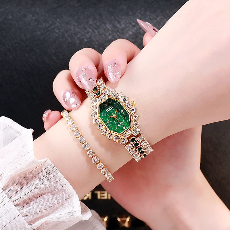 New Ladies watch bracelet square watch full diamond ladies watch fashion casual starry sky watch