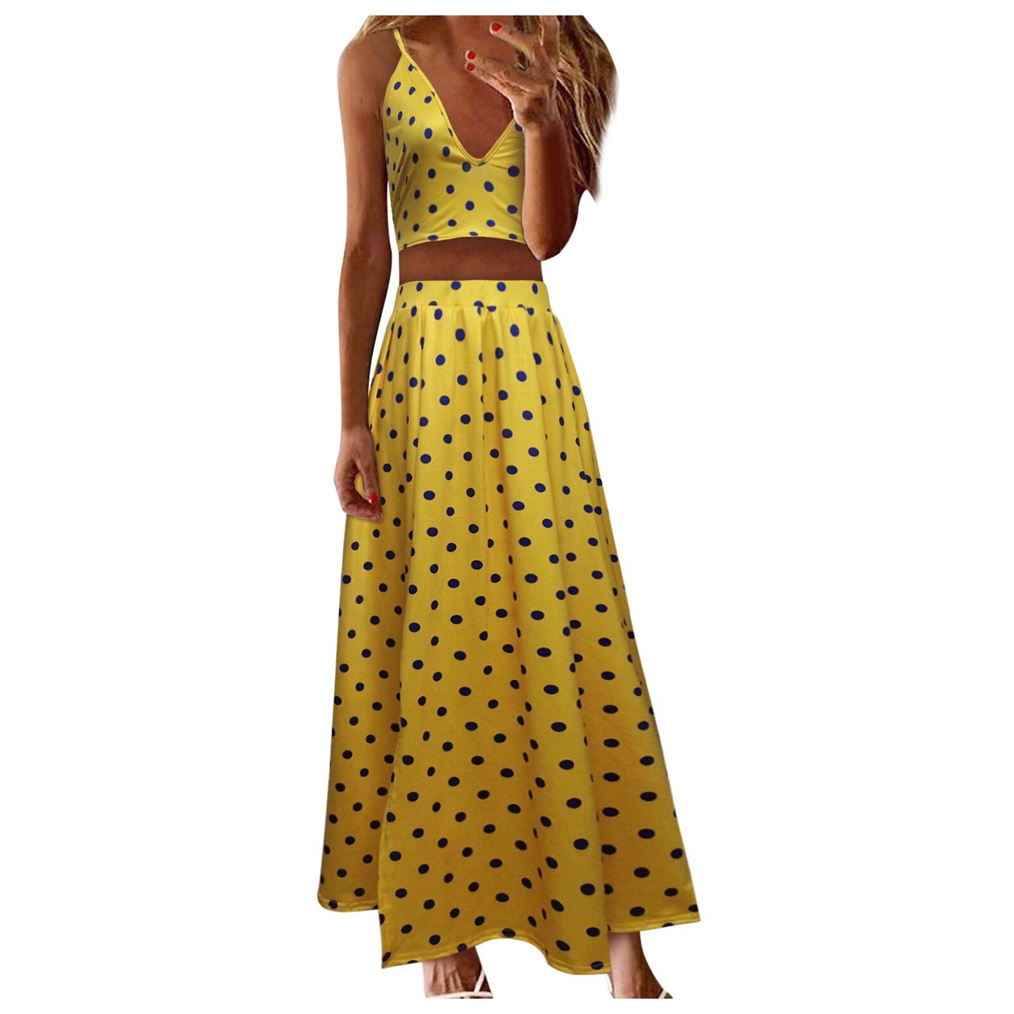 Women  V Neck Solid Crop Top And Sheer Holiday Dress Sets FashionHigh Slit Maxi Skirt Sexy Casual Women Summer Dress Sets 2021