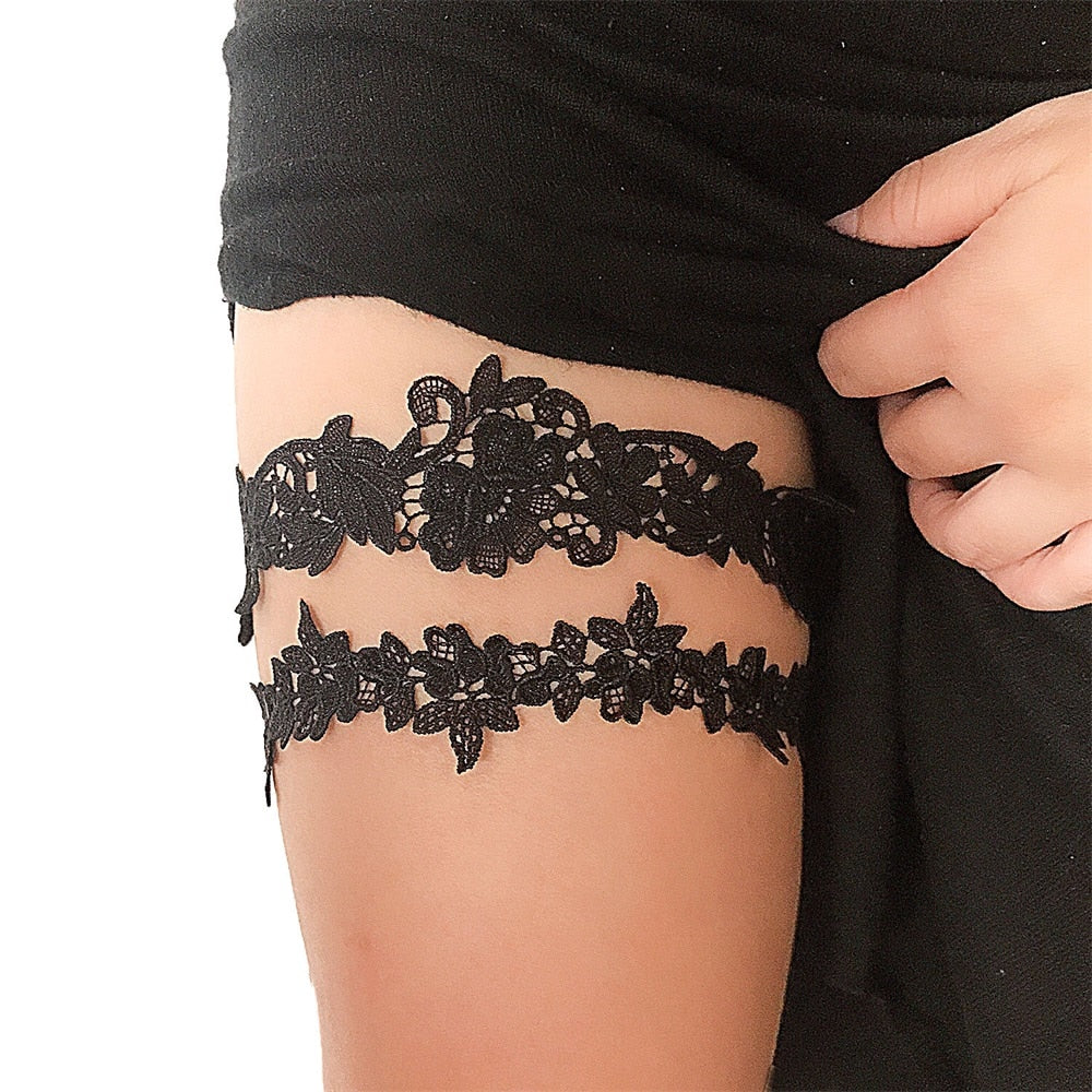 Womens Sexy Elastic Garters Girls Cosplay Lace Floral Thigh Ring Garter Bride Wedding Party Bridal Accessories Leg Garter Belt