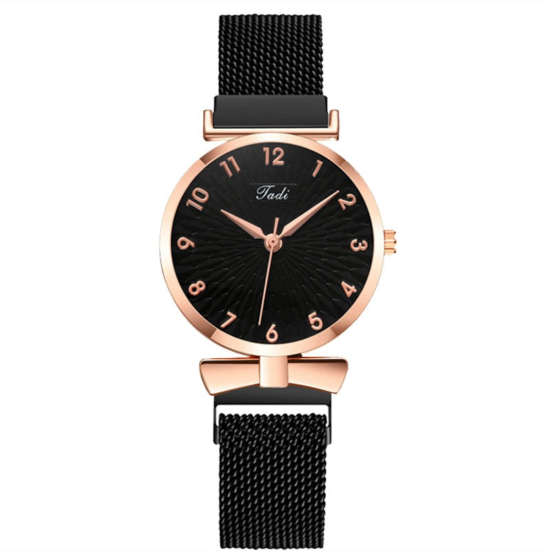 Luxury Women Watches 6pcs Set Elegant Female Wristwatches Magnetic Mesh Band Rose Woman Watch Bracelet montre femme reloj mujer