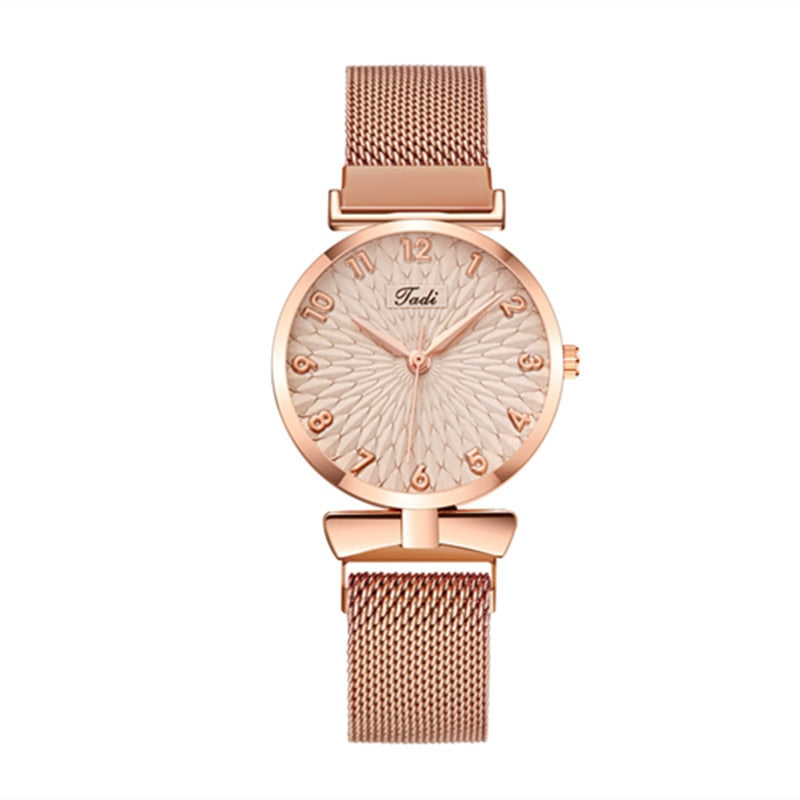 Luxury Women Watches 6pcs Set Elegant Female Wristwatches Magnetic Mesh Band Rose Woman Watch Bracelet montre femme reloj mujer