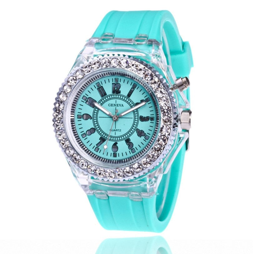 Hot Selling Fashion Promotion Geneva LED Light Men Quartz Watch Ladies Women Silicone Wristwatch Relogio Feminino Relojes