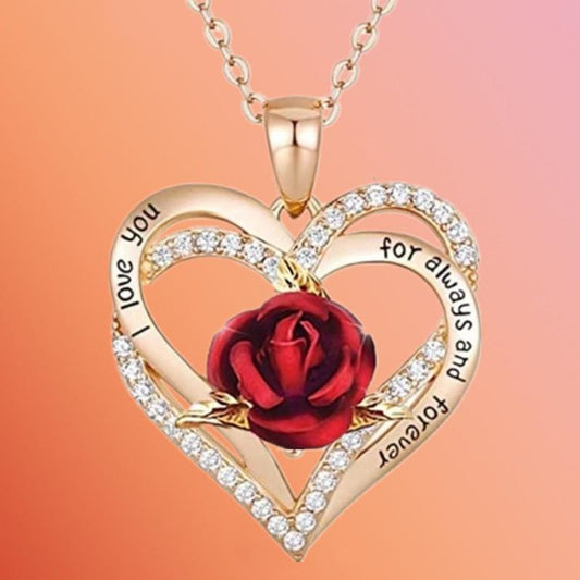 Exquisite Fashion Couple Love Rose Necklace Lady Elegant Jewelry Accessories Banquet Wedding Valentine's Day Anniversary Gift