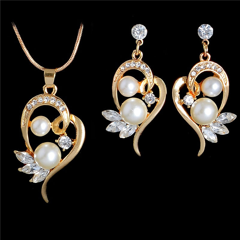 ZOSHI Fashion Pearl Jewelry Sets For Women African Beads Jewelry Set Gold Wedding Crystal Bridal Dubai Necklace Jewelery Costume